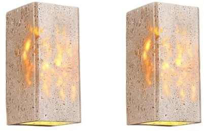 LUOYAOB Japanische gelbe Travertin-Wandleuchte, Moderne minimalistische Stein-Wandlampe, Wandleuchte mit Akzent for Flur, Schlafzimmer, Wohnzimmer, Terrasse(2 Packs)