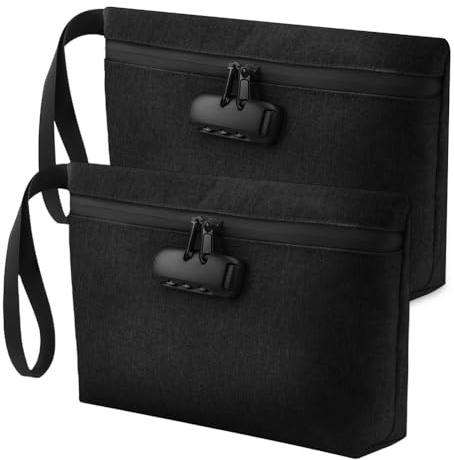 Koolenry Lockable Money Bag,Cash Safe Money Bag,Lock Accessory Bag for Men and Women,for Travel, Bank Deposit,Cell Phone,Black