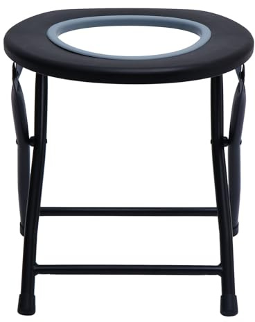 Klappbarer Toilettenhocker 37x35x37cm Tragbar für Pflege | Edelstahl und Kunststoff, Faltbar zur Aufbewahrung, für Beutel und Einsatz im Alltag, Schwarz Zufällige Farbe