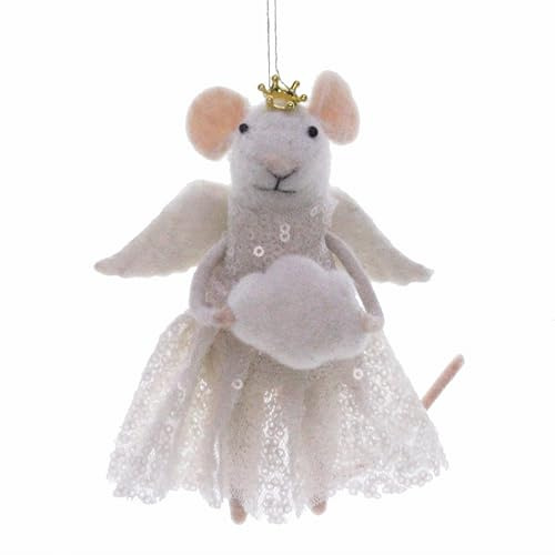 POMMERNTRAUM ® | Christbaumhänger Baumhänger Weihnachtsdekoration Weihnachtsmaus Filzfigur Engel Dekofigur Filzengel Filzmaus Mäuse-Engel Mäuschen Schutzengel (LINA)
