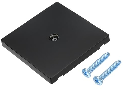 sourcing map TV Aerial Socket, TV/FM Coaxial Socket Plate, Single Port Coax Wall Face Plate with M4 Screw for Home Office Television Radio Connections, 90 x 86 mm, Black