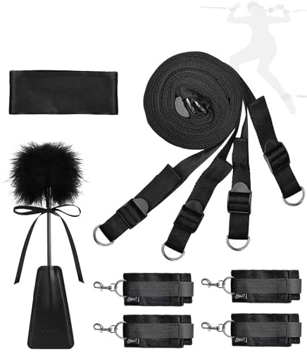 CYGzeon Ensemble De Bondage Retenue Avec Menottes For Les Mains For Chevilles Plume Chatouilleur Masque For Yeux Cuisses Jouets Sexuels BDSM Jeux