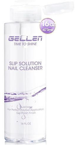 Gellen 16oz Nail Cleanser, Pump Bottle Design Nail Surface Cleaner for Prep Nails, Tacky Residue Remover for High-Shine Gel Top Coat, Polygel Slip Solution, Manicure Prep & Cleaning