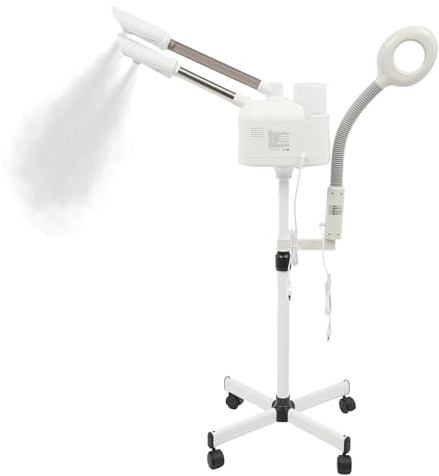Vapozone facciale Steamer, Vapore viso macchina, Sauna Vapore viso, Nano Hot Cold Mist, 360° Rotating Nozzle, LCD Control Panel, Adjustable Height, LED Lente d'ingrandimento, 1000ml Tank, Home Salon