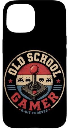 Old School Gamer Arcade Joystick 8 Bits Forever Coque pour iPhone 15