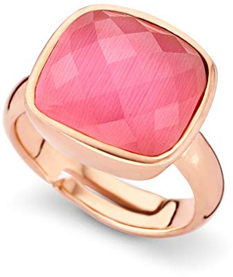 Orphelia Damen-Ring 925 Silber teilvergoldet Zirkonia pink Quadratschliff Gr. 50 (15.9)-ZR-7198/PI/50