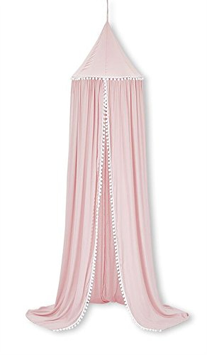 Ommda Moskitonetz Bett Kinder und Baby Betthimmel Moskitonetz Baumwolle süß und romantisch für Kinderzimmer und Schlafzimmer Rosa 240x50cm (HöhexDurchmesser)