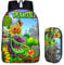 WANHONGYUE Plants vs. Zombies Image Printing Rucksack Students School Bag Stationery Pencil Case Backpack Set /3