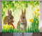 ABAKUHAUS Osterhase Rustikaler Vorhang, Ostern Kaninchen, Wohnzimmer Universalband Gardinen mit Schlaufen und Haken, 280 x 245 cm, Farngrün
