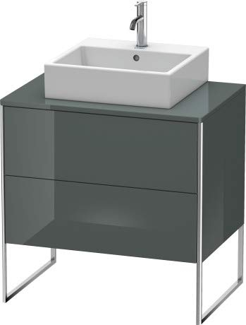 Duravit XSquare Waschtischunterbau stehend 80,0 x 54,8 cm, 2 Auszüge, Farbe (Front/Korpus): Steingrau Seidenmatt Lack - XS492009292