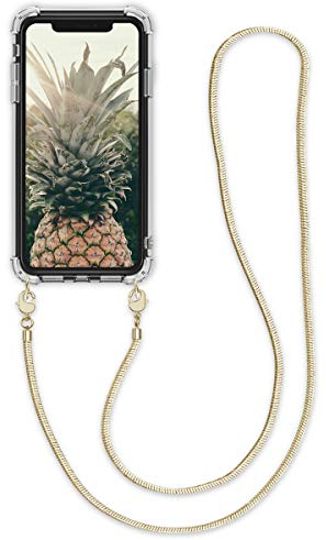 kwmobile Schutzhülle kompatibel mit Apple iPhone XR - Hülle - Handykette - Silikon Handyhülle Cover Case Gold Transparent