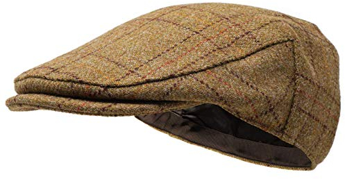 Borges & Scott Woodsman Schirmmütze - Vollständig wasserdicht – Schiebermütze aus Yorkshire Tweed - Außenmaterial aus 100% Wolle - Herbstblatt 56cm