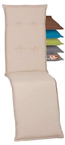 Beo Relaxsessel Auflage Wasserabweisend Turin | Made in EU Premium-Qualität | Liegestuhl Auflage UV-beständig, fleckenabweisend und waschbar | Atmungsaktive Relaxstuhl Auflage in Beige
