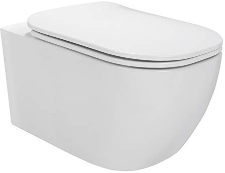 Biferno Design Hänge WC spülrandlos Toilette inkl. WC Sitz mit Softclose Absenkautomatik + abnehmbar