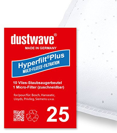Sparpack - 10 Staubfilterbeutel passend für Wolf - 0990 Staubsauger - dustwave® Markenstaubbeutel/Made in Germany + inkl. Microfilter