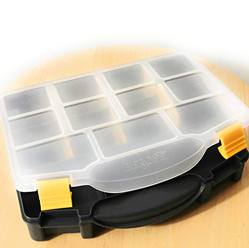 Kerafactum Schrauben Sortierkasten Schraubenbox zur System Aufbewahrung | Aufbewahrungsbox für Kleinteile mit Deckel & Fächern | Sortierbox leer Schraubenaufbewahrung Box klein | Organizer 1 schwarz