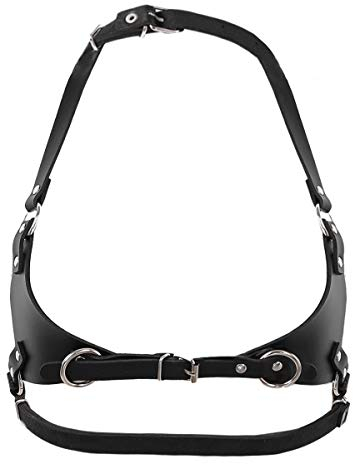 TiaoBug Damen Punk Gürtel Leder Brustgeschirr Einstellbar Harness Hip Hop Tanz Halloween Party Outfits Gogo Clubwear Schwarz B One Size