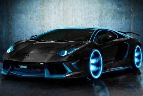 Asher Lamborghini Aventador Tron Modifiziertes Auto-Poster, 27,9 x 43,2 cm, mattiertes Finish, Papier, Wandkunst für Wohnzimmer