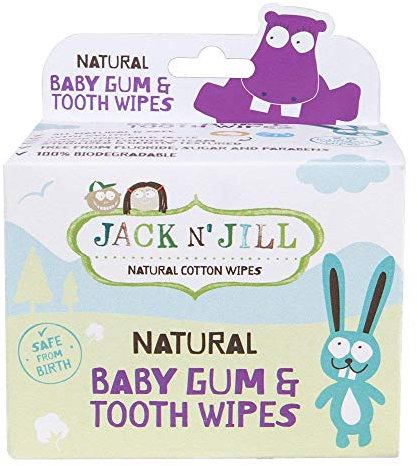 Jack N' Jill Baby Gum & Tooth Wipes natürliche Zahn- und Zahnfleischtücher ab der Geburt, 25 Stk.