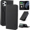 S. Dawezo Handyhülle für iPhone 11 Pro Hülle,Premium Leder Klappbare Flip Case [Stoßfeste][Magnetische][Standfunktion] [Kartenfächern] Tasche Schutzhülle für iPhone 11 Pro klapphülle-Schwarz