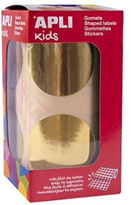 APLI Kids 18483 Rolle mit 354 runden Gummibändern, Durchmesser 45 mm, metallisch, permanent klebend