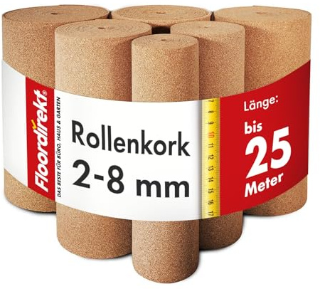 Floordirekt - Rodillo aislante de corcho para pared/suelo, natural, versátil, aislamiento acústico y térmico, espesor: 3 mm, 100 x 700 cm