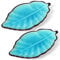 Sanbege 2 Pack Leaf Spoon Rest, Ceramic Ladle Holder, Modern Farmhouse Decorative Utensil Rester for Stove Top, Kitchen Counter, Dining Table, Coffee Station (Teal)