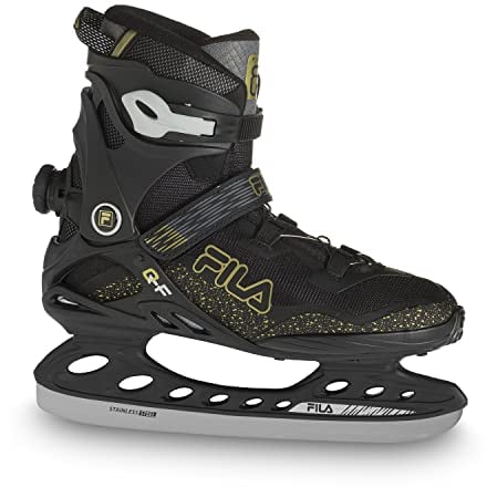 FILA Herren Schlittschuh Primo QF | Freizeit | Edelstahlkufe | Perfekter Halt & Komfort | schwarz-Gold, 44