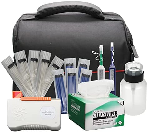 QIIRUN Fiber Optic Cleaners Kit Glasfaser Reiniger Kit, FTTH-Reinigungswerkzeuge mit 1,25 mm/2,5 mm Reinigerstiften und Reinigungsstäbchen Tücher zum Reinigen von FC SC ST LC MU-Anschlüssen