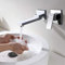 PHASAT Rubinetto da parete per bagno con erogatore girevole a 90°, 2 fori, Rubinetto per Lavabo a Muro Cromo