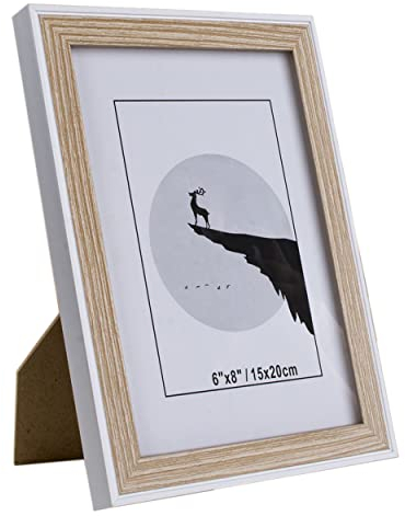 Marco de Foto Decoración 15cm x 20cm Madera con Soporte de Pie (Madera Blanca 6x 8 Pulgadas)