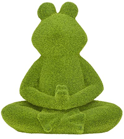 Deco 79 Gartenskulptur Frosch, Keramik, 30,5 x 17,8 x 33 cm, Grün