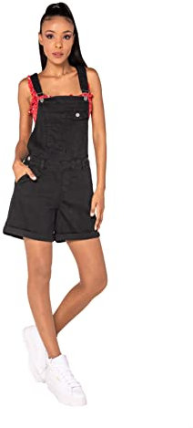 Nina Carter S511 - Salopette corta da donna, in denim, stile vintage, Nero (S511-6), S