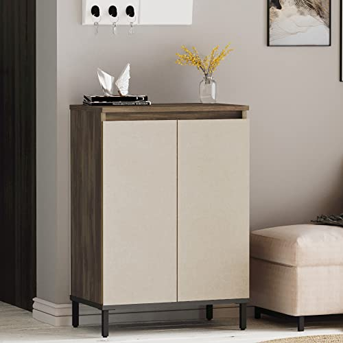 [en.casa] Schuhschrank Lieksa Schuhregal mit 3 Ablagen Flurschrank 85,5 x 60 x 35,5 cm Schuhkommode Eiche grau