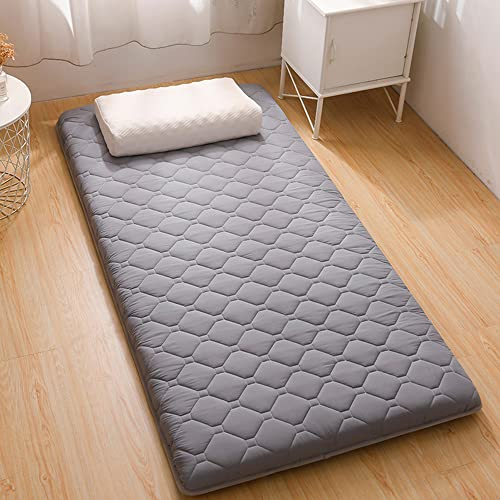 Japanische Futonmatratzen Koreanische Bodenmatratze Zum Schlafen Für Kinder Tatami-Matte Aufrollen rutschfeste Matratzenauflage Faltbare Isomatte Schlafsaalmatratze,Grau,Twin(90x200cm)