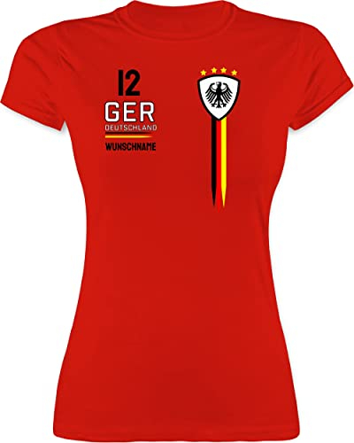 Shirt Damen - 2026 Fussball Fanartikel - Deutschland WM Trikot Farben - M - Rot - Deutschland. Tshirt em Trikots fußball German Funshirts für Frauen Deutschland-Fanartikel em-Trikots fußball.