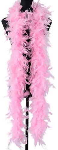Herbests Federboa für Weihnachtsbaum, 2m Einfarbig Flauschige Weihnachten Band Boa Streifen Federschal Kostüm Girlande Stola 20er Jahre Party Karneval Verkleidungszubehör Damen Mädchen, Rosa