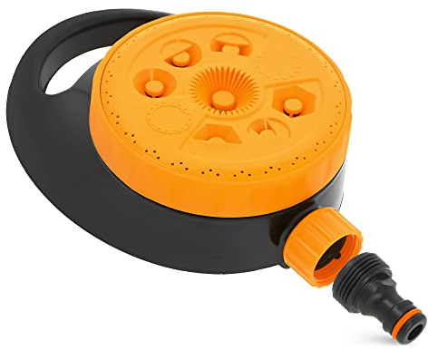 Aspersor de jardín con aspersor estático ajustable y portátil con base, 8 funciones de pulverización, diferentes imágenes de pulverización, aspersor de césped, lluvia circular, riego conexión de agua