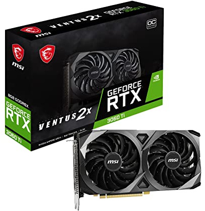 MSI Gaming GeForce RTX 3060 Ti LHR 8GB GDRR6X, Boost Clock: 1695 MHz, 256 bit, HDMI/DP, Nvlink, Torx Fan 3, Ampere Architecture OC Scheda grafica (RTX 3060 TI Ventus 2X 8GD6X OC)