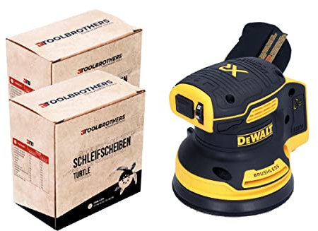 DeWalt DCW 210 N - Smerigliatrice orbitale a batteria 18 V 125 mm Brushless Solo + 2 x Toolbrothers TURTLE Set di dischi abrasivi