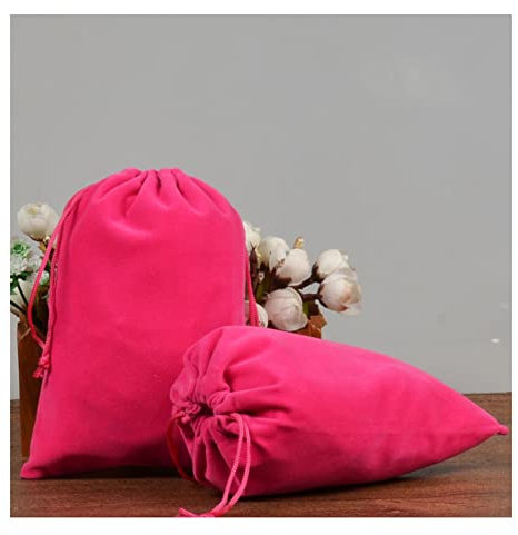 Yurosiay 20 sacchetti in velluto da 7 x 9 cm, con coulisse, in velluto, per gioielli, matrimoni, feste, rosso rosa