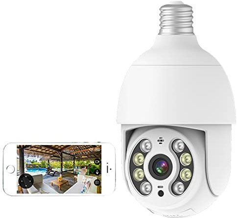 VECHII Security Camera 4MP Wireless Wifi Outdoor Home IP Camera E27 360 Degree Panoramic,Motion Detection And Alarm,Two-Way Audio,Night Vision,add 128G