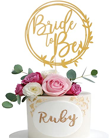 Tortenaufsatz Bride To Be – elegante Brautdusche & Junggesellinnenabschied-Dekoration – Glitzer-Tafelaufsatz für Hochzeitsfeier