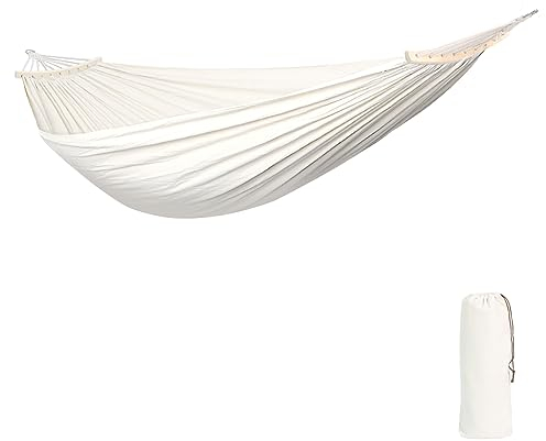 Anyoo Hamac avec 2 barres en bois pour cadre pliable, hamac portable 180 x 130 cm, pour extérieur, camping, jardin