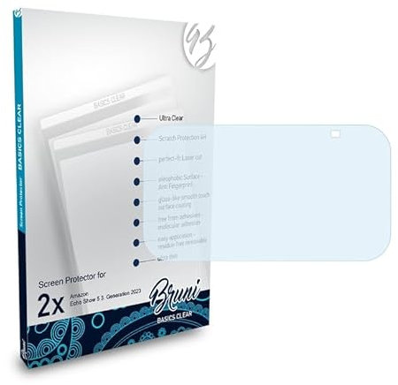 Bruni Schutzfolie kompatibel mit Amazn Echó Show 5 3. Generation 2023 Folie, glasklare Displayschutzfolie (2X)
