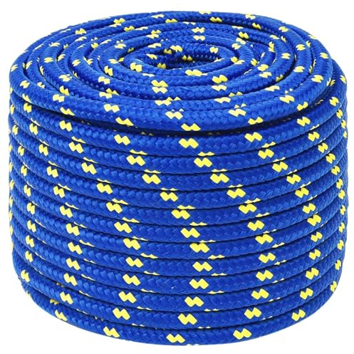 LAPOOH Bootsseil Blau 12 mm 100 m Polypropylen~~Ankerleine, Boot Fenderleine, Festmacherleine, Tauwerk, Kletterseil, Wurfleine, Schaukelseile, Schwimmleine