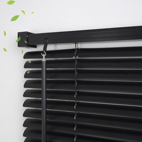 Alu Jalousie für Fenster-schwarz,90/100/110/120/140/160cm,Metall-Fensterjalousie,Horizontale Jalousette für aussen,25mm Lamellen,Verdunkelungs Faltrollo,W×H-120x180cm/47.3x71in