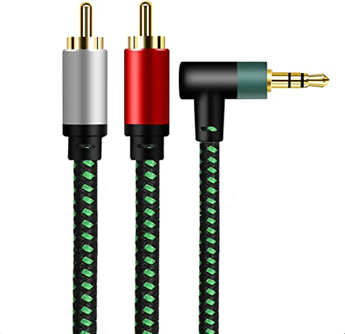 OVGCYG RCA to 3.5mm Cable 3M Phono Mini Jack Stereo Lead Gold-plated Red and White Aux Headphone Cord RCA Audio Y Splitter Compatible with Hi-Fi Amplifier Speaker DJ Controller TV Car Phone