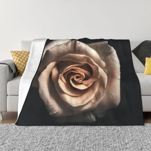 DEHIWI Weiße Rosen-Flanell-Fleecedecke, 101,6 x 76,2 cm, ultraweich, warm, gemütlich, Überwurfdecke, Ganzjahresdecken für Bett, Sofa, Wohnzimmer, Outdoor