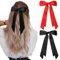 Kryzalite 2 Stück seidige Satin-Haarschleifen, Haarspange, rot - schwarz Haarband, Pferdeschwanzhalter, Metallklammern, Haarschleife für Damen